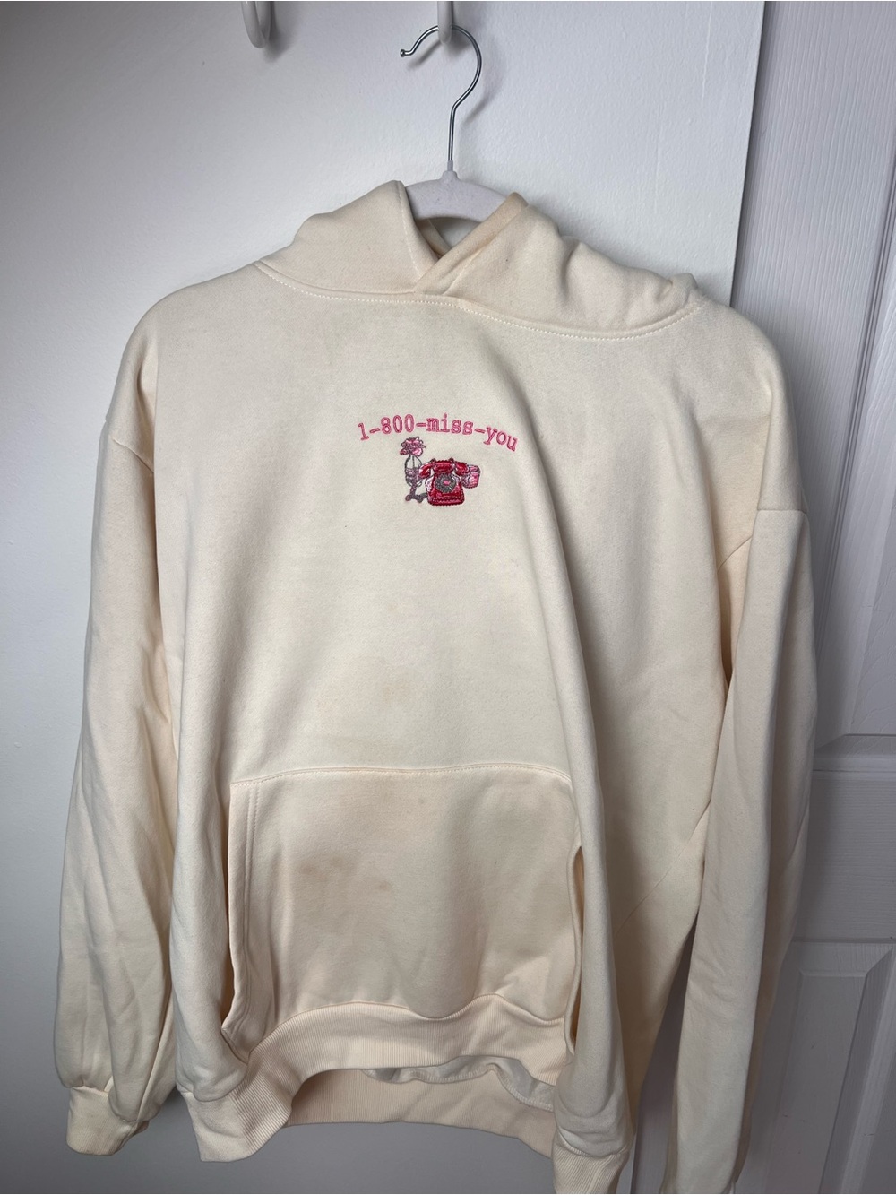 Altar'd State Cream Pullover Hoodie with Pink Graphic